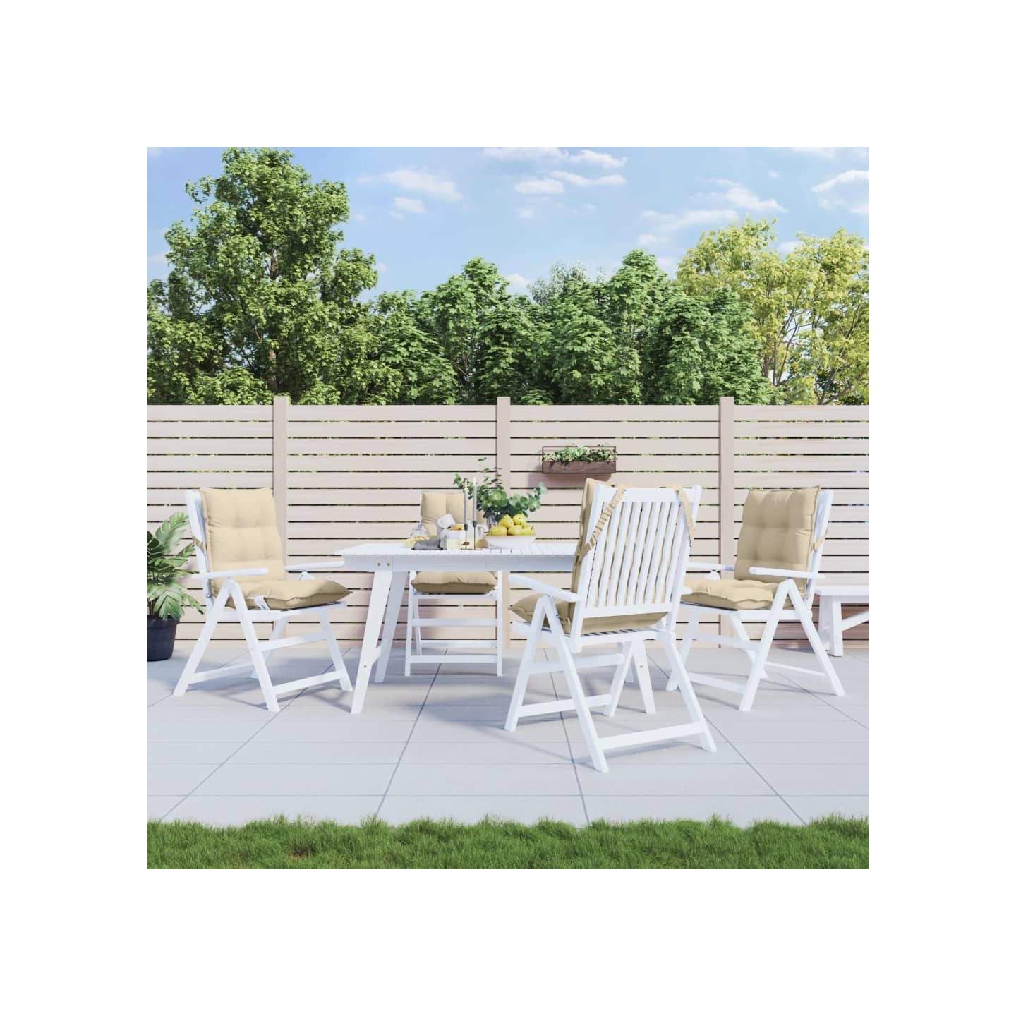 Coussins de chaise à dossier bas lot de 4 beige tissu oxford