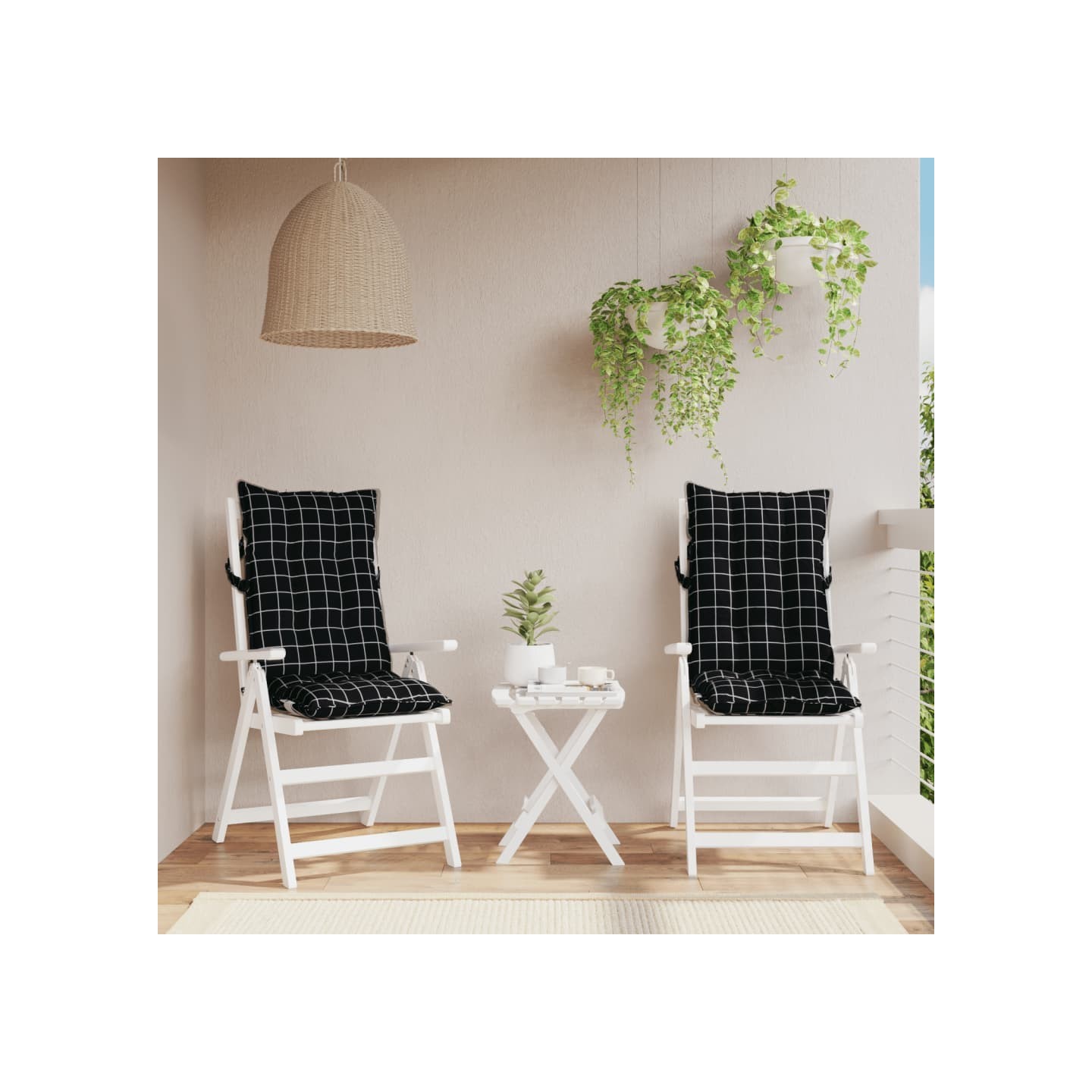 Coussins de chaise à dossier haut lot de 2 motif carreaux noir