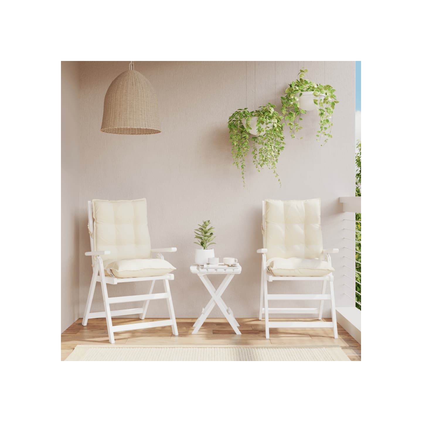 Coussins de chaise à dossier bas lot de 2 crème tissu oxford