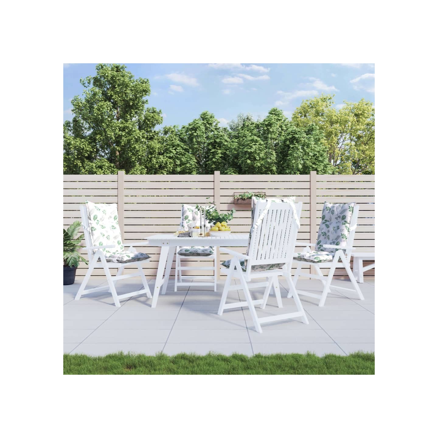 Coussins de chaise à dossier haut lot de 4 modèle de feuille