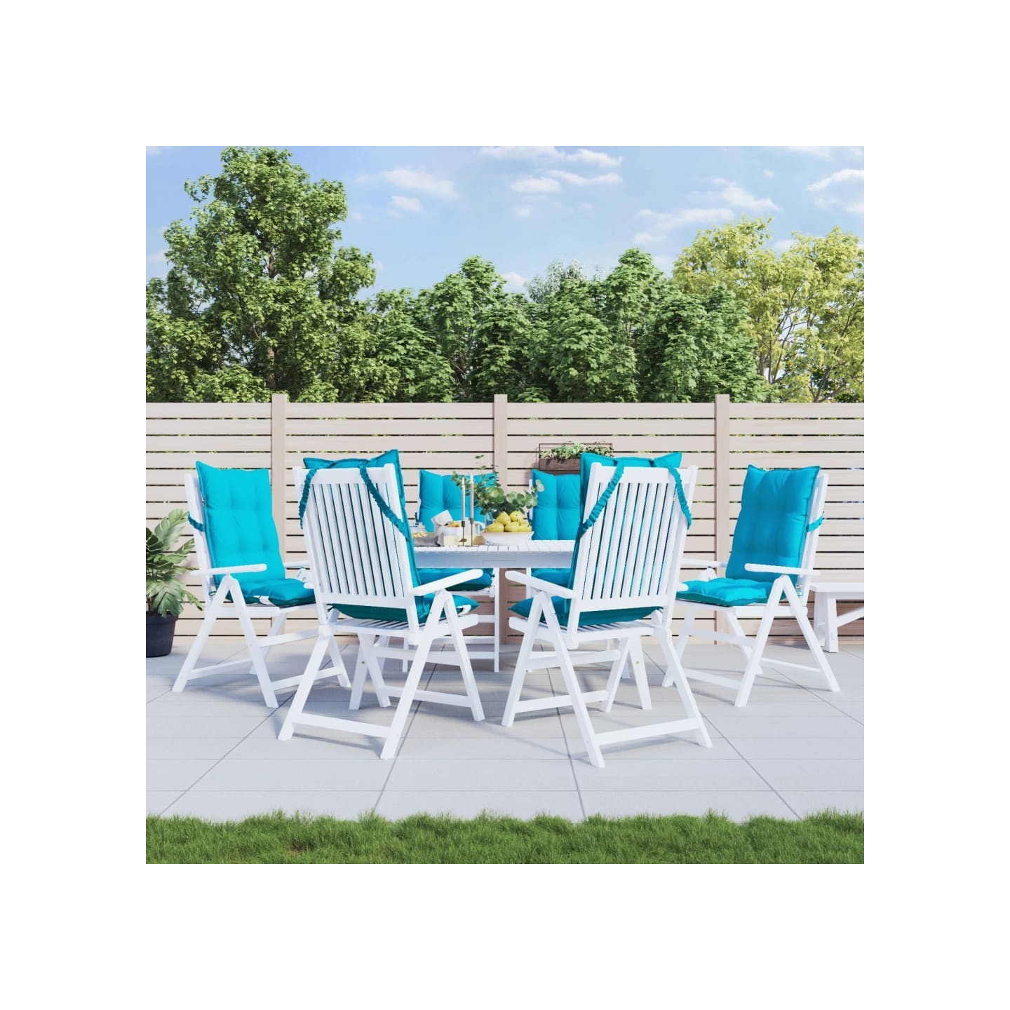 Coussins de chaise à dossier haut lot de 6 turquoise