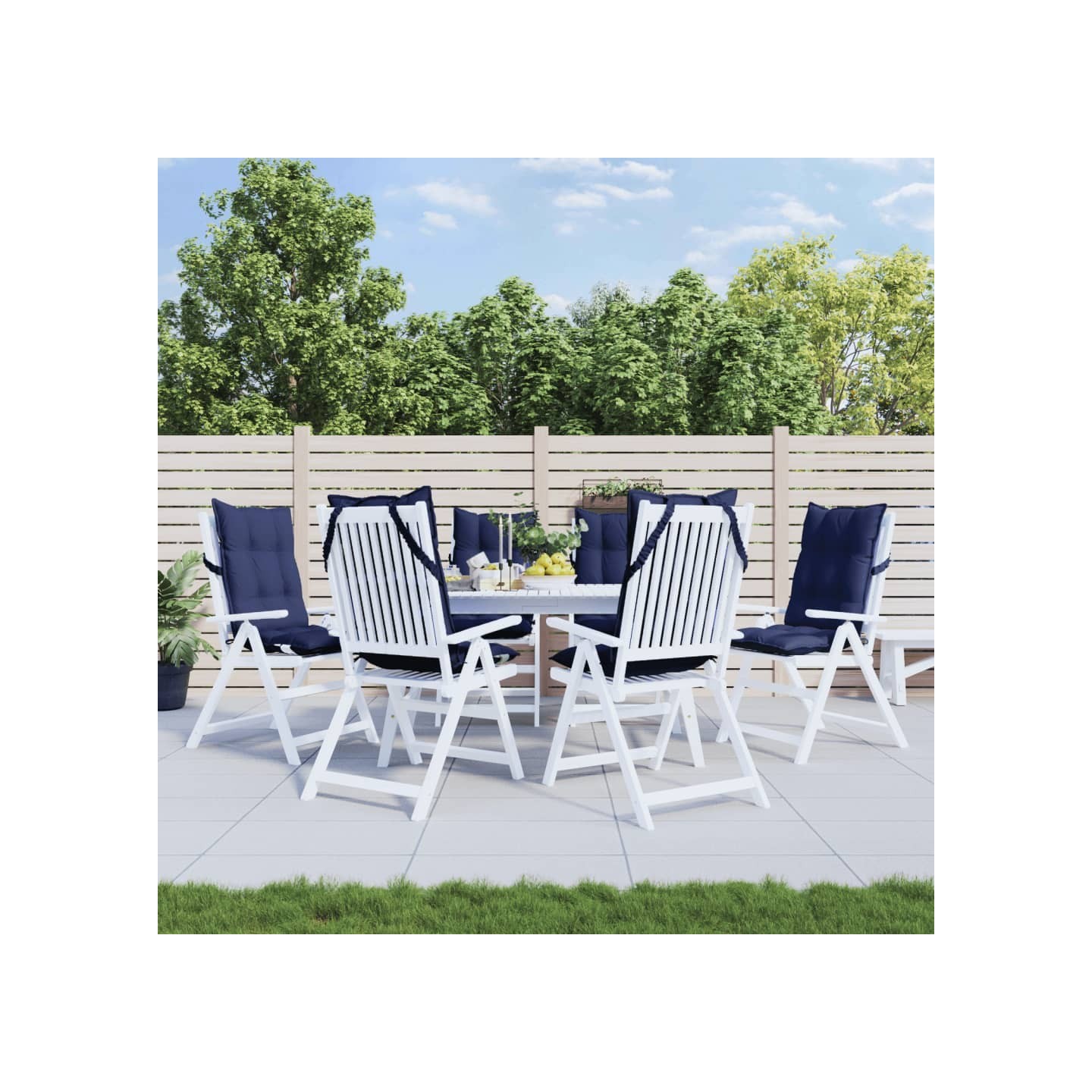 Coussins de chaise à dossier haut lot de 6 bleu marine