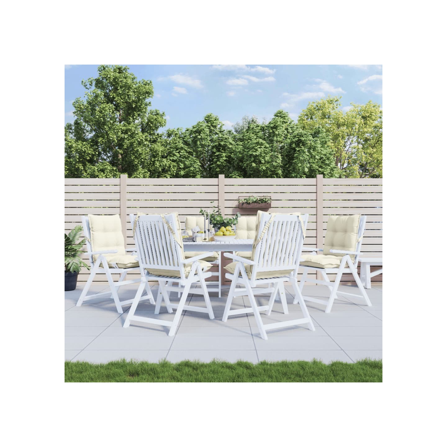Coussins de chaise à dossier bas lot de 6 crème tissu oxford