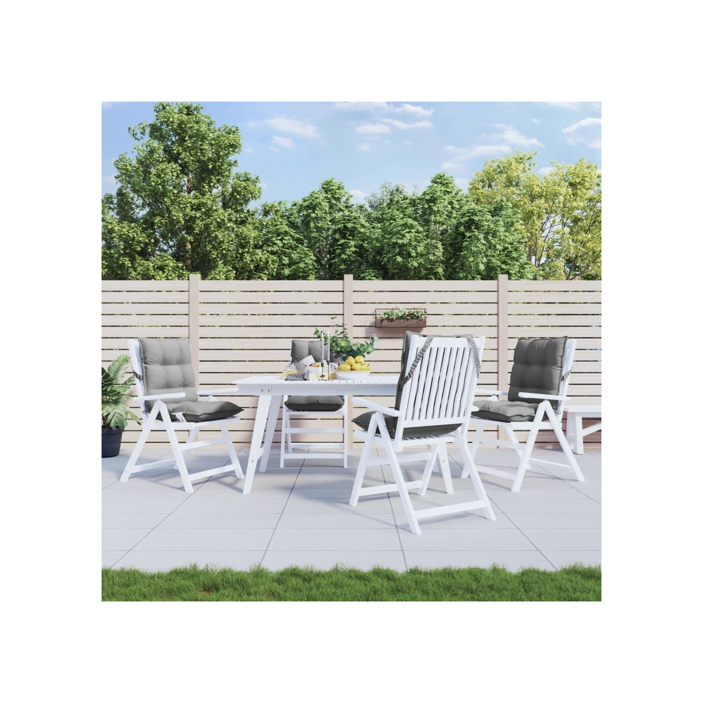 Coussins de chaise à dossier bas lot de 4 gris tissu oxford