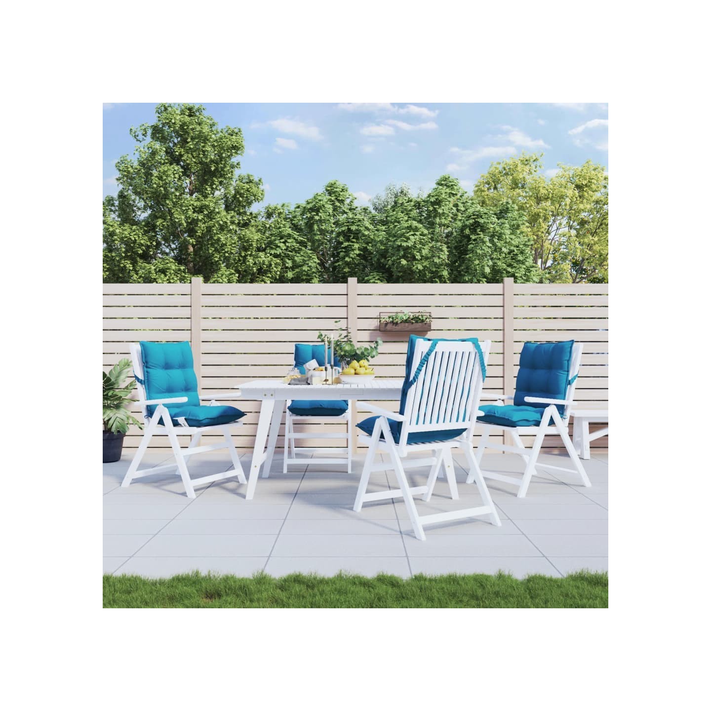 Coussins de chaise à dossier bas lot de 4 bleu clair