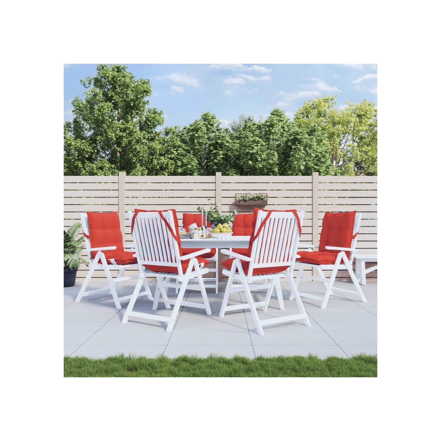 Coussins de chaise à dossier bas lot de 6 rouge tissu oxford