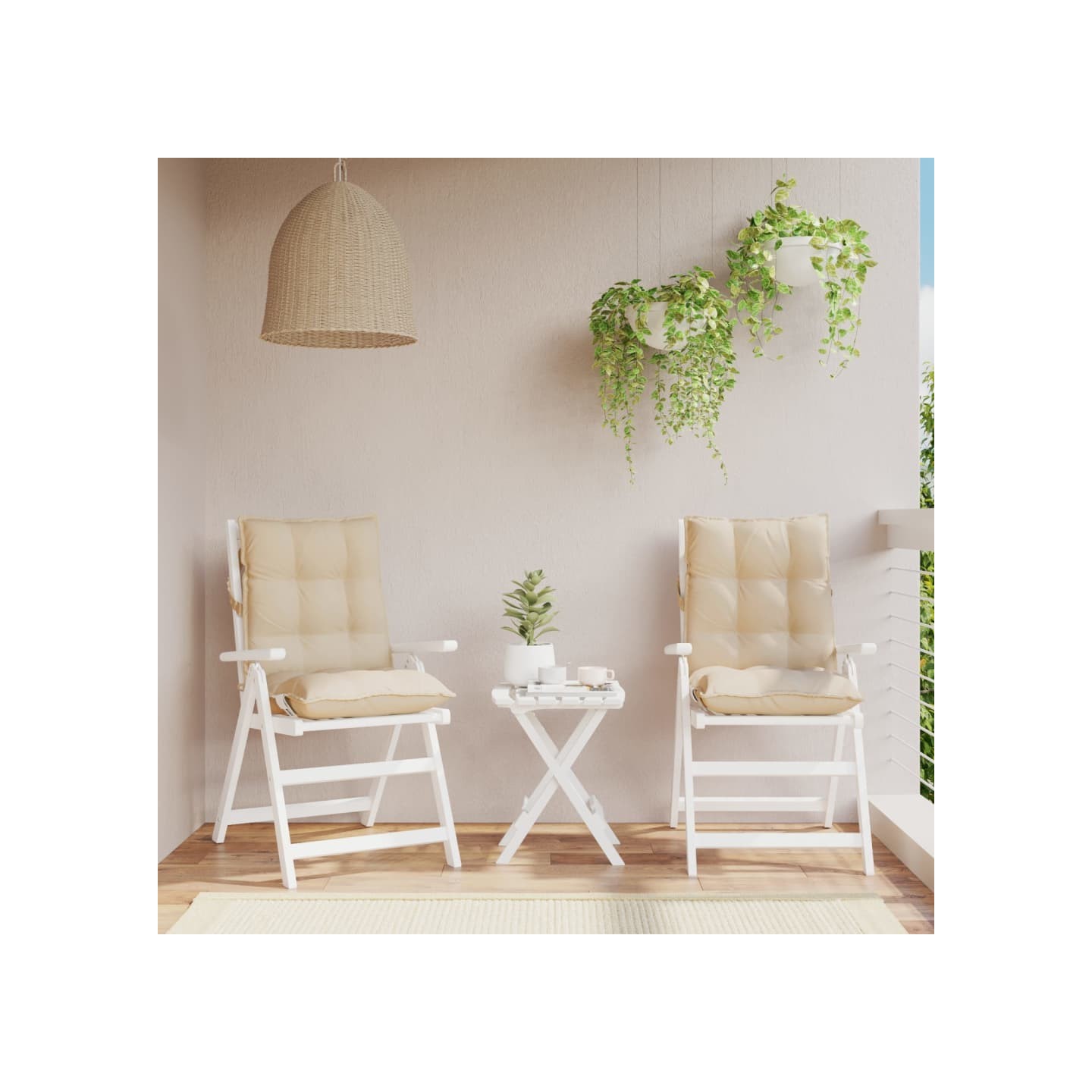 Coussins de chaise à dossier bas lot de 2 beige tissu oxford