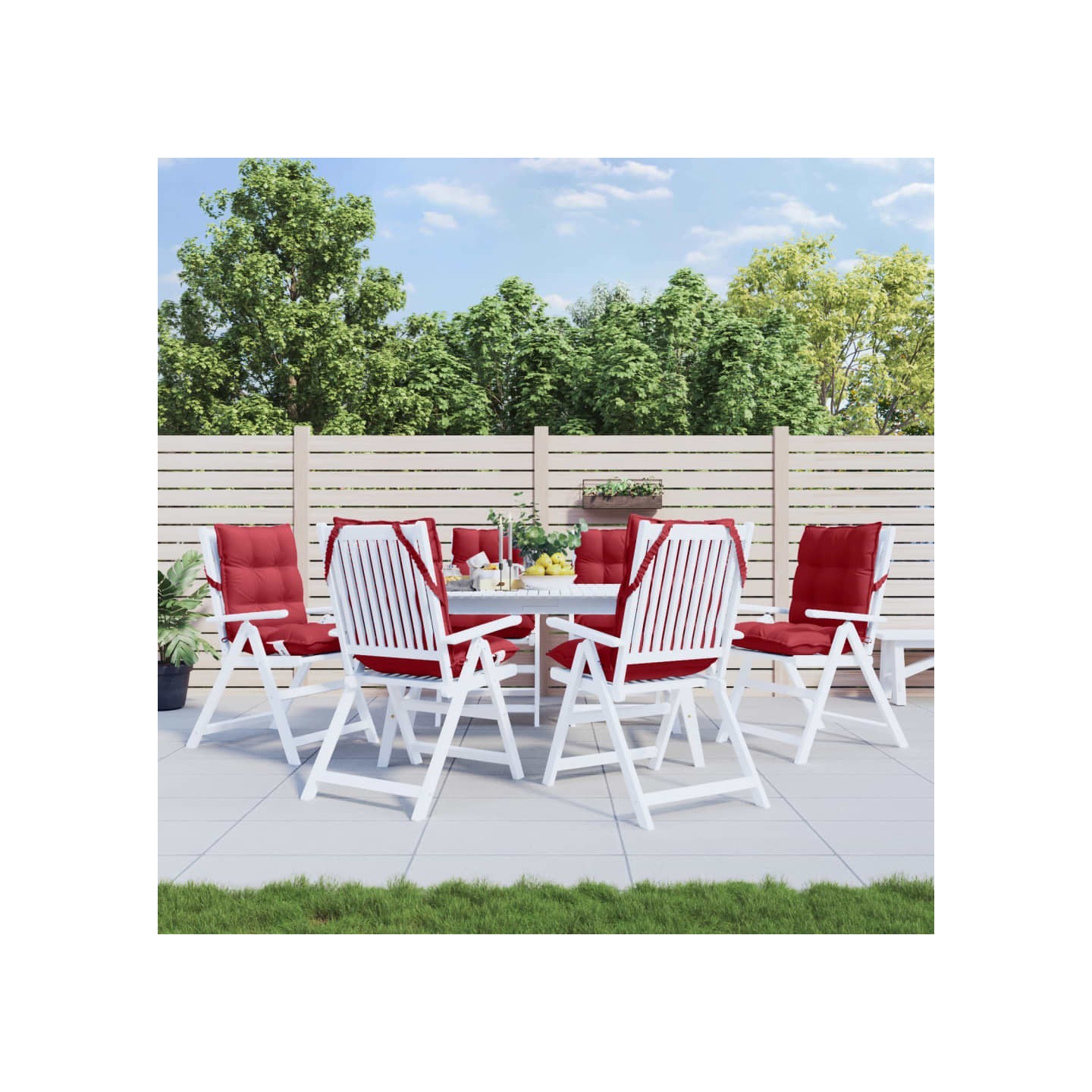 Coussins de chaise à dossier bas lot de 6 rouge bordeaux
