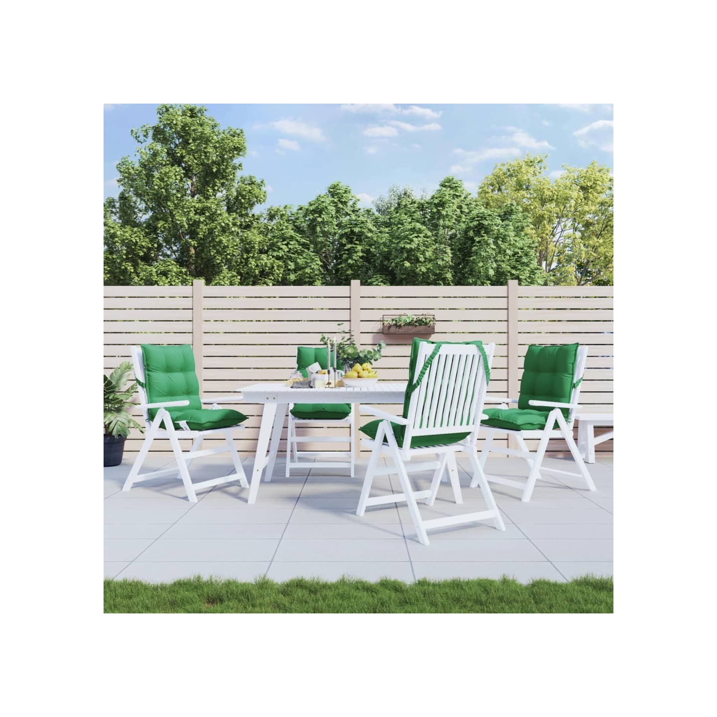 Coussins de chaise à dossier bas lot de 4 vert tissu oxford