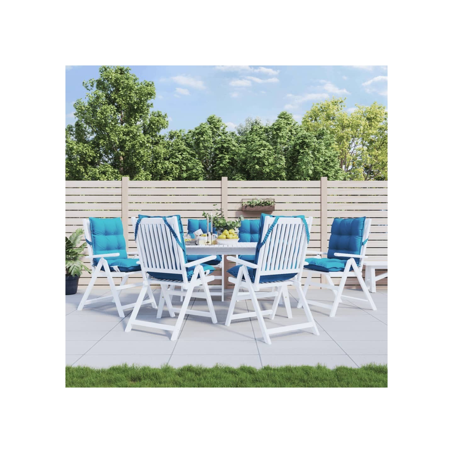 Coussins de chaise à dossier bas lot de 6 bleu clair