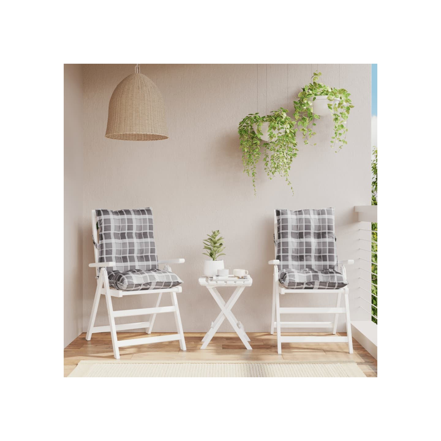 Coussins de chaise à dossier bas lot de 2 motif carreaux gris