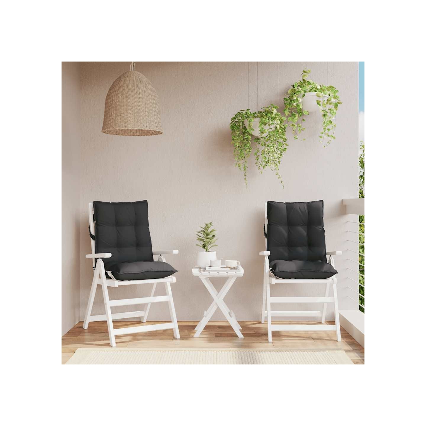 Coussins de chaise à dossier bas lot de 2 noir tissu oxford