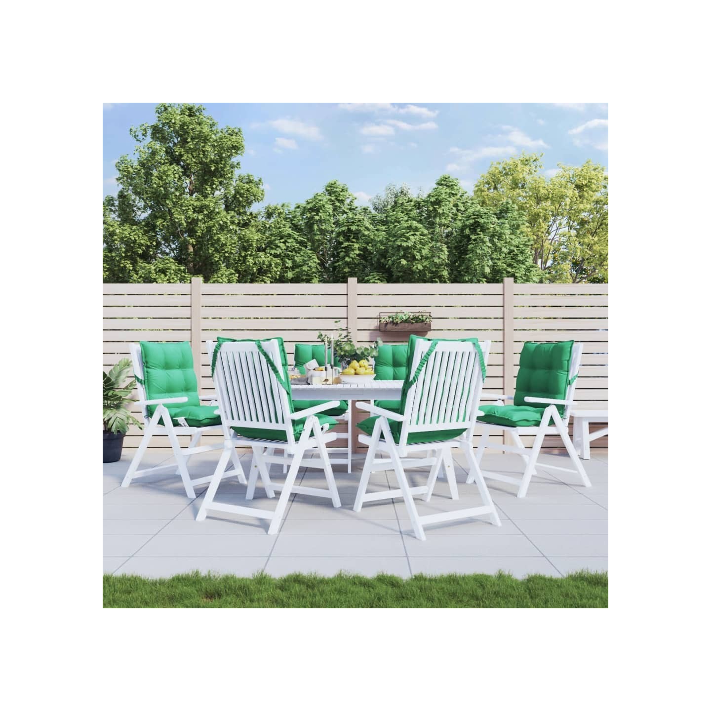 Coussins de chaise à dossier bas lot de 6 vert tissu oxford