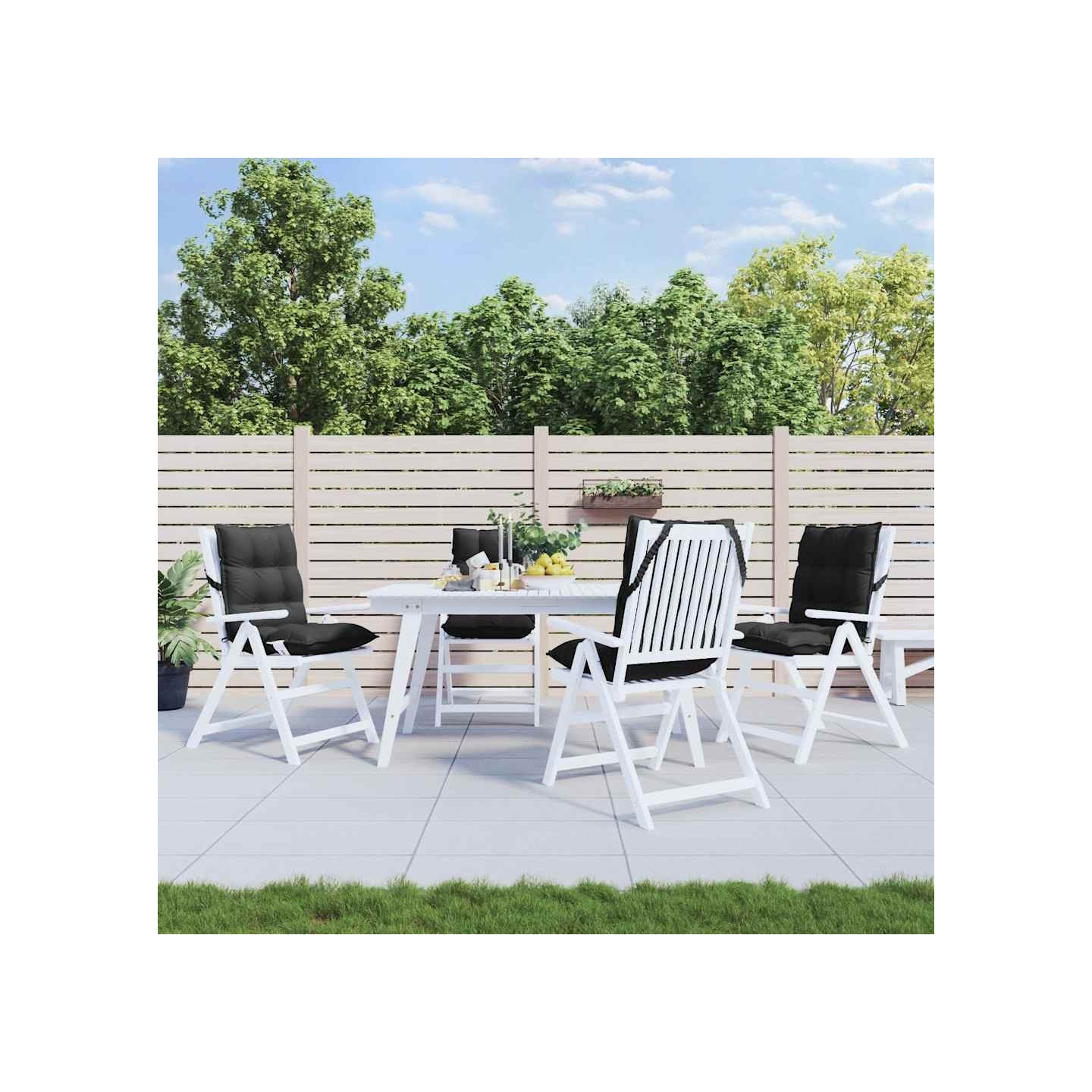 Coussins de chaise à dossier bas lot de 4 noir tissu oxford