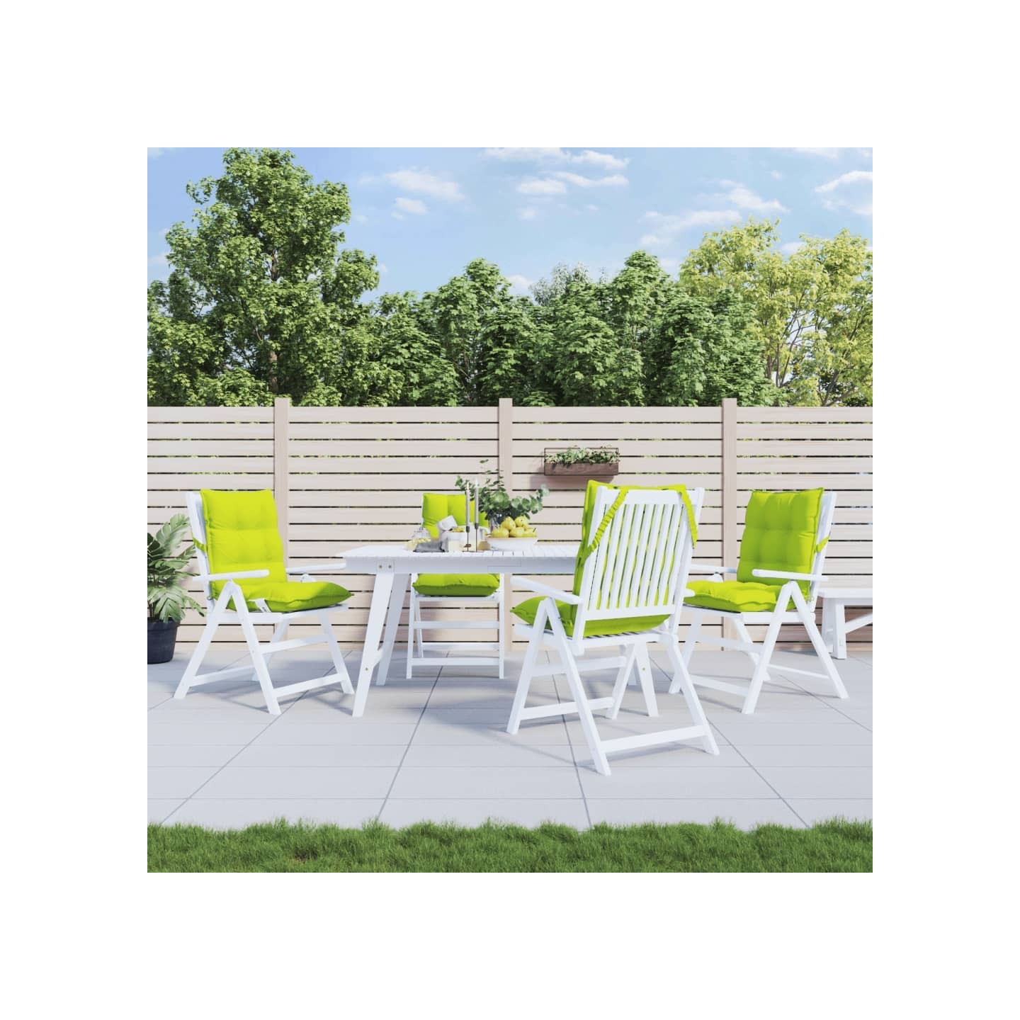 Coussins de chaise à dossier bas lot de 4 vert vif
