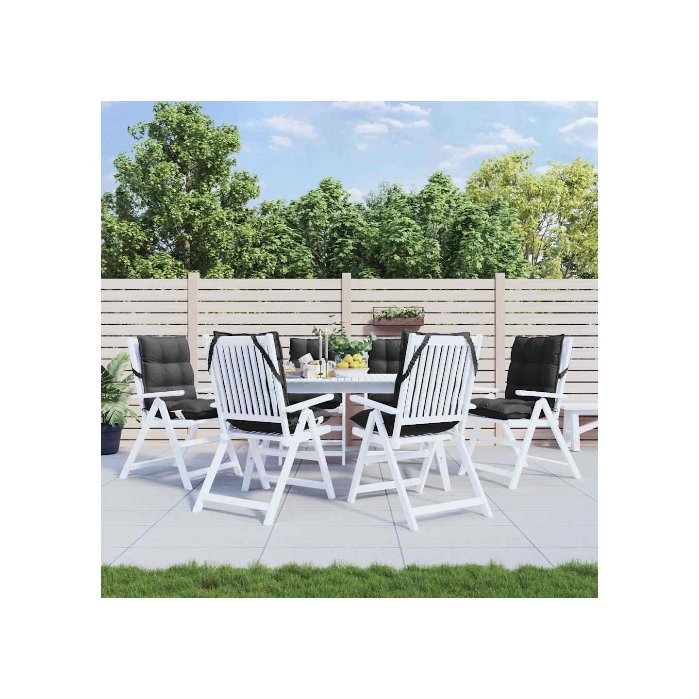 Coussins de chaise à dossier bas lot de 6 noir tissu oxford