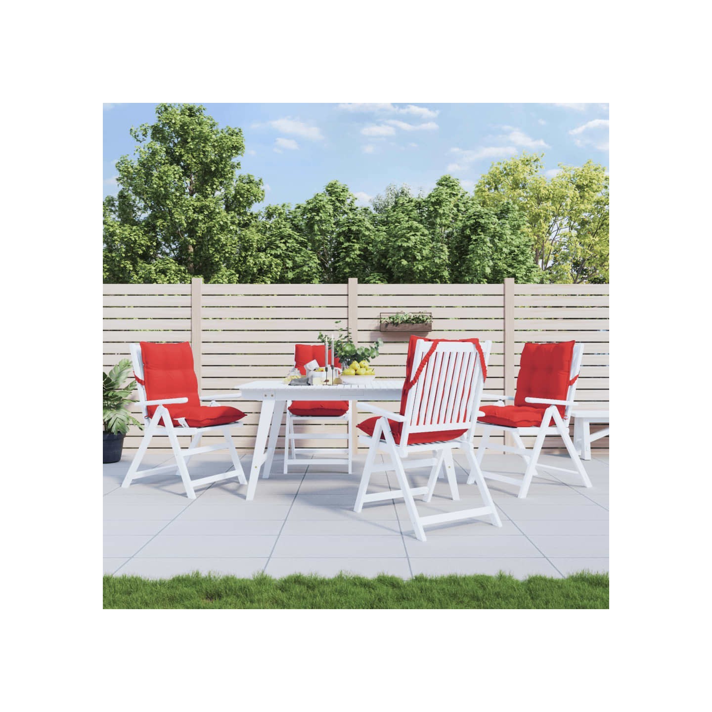 Coussins de chaise à dossier bas lot de 4 rouge tissu oxford