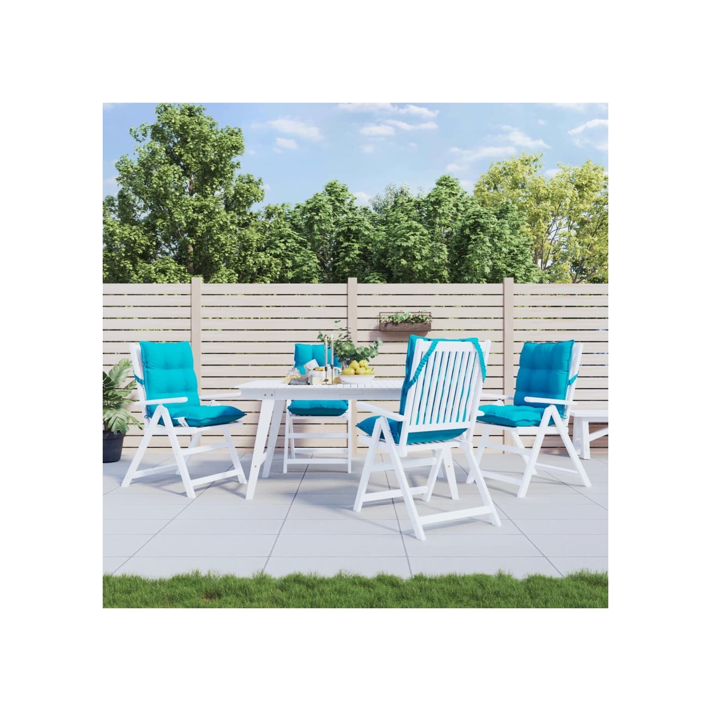 Coussins de chaise à dossier bas lot de 4 turquoise