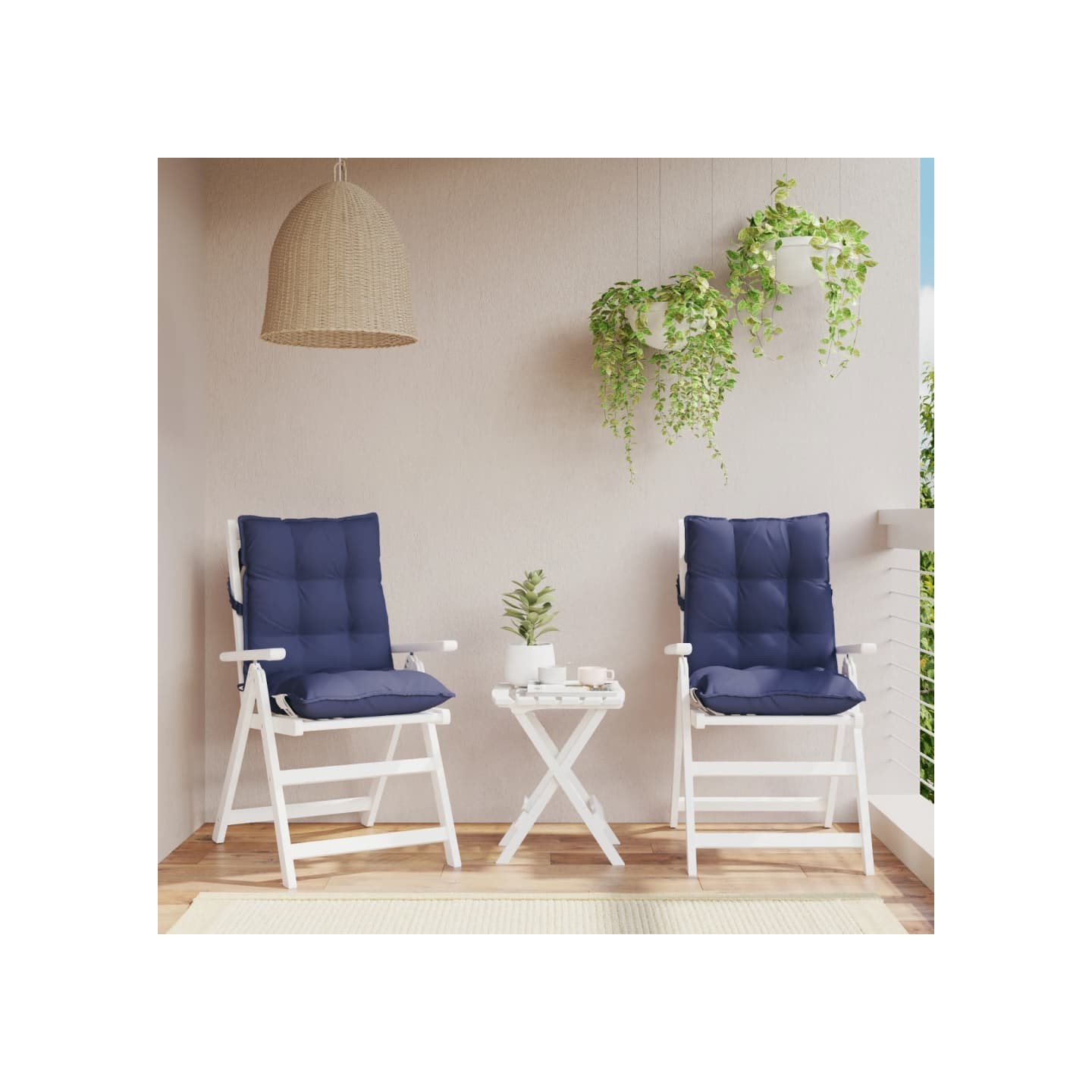 Coussins de chaise à dossier bas lot de 2 bleu marine