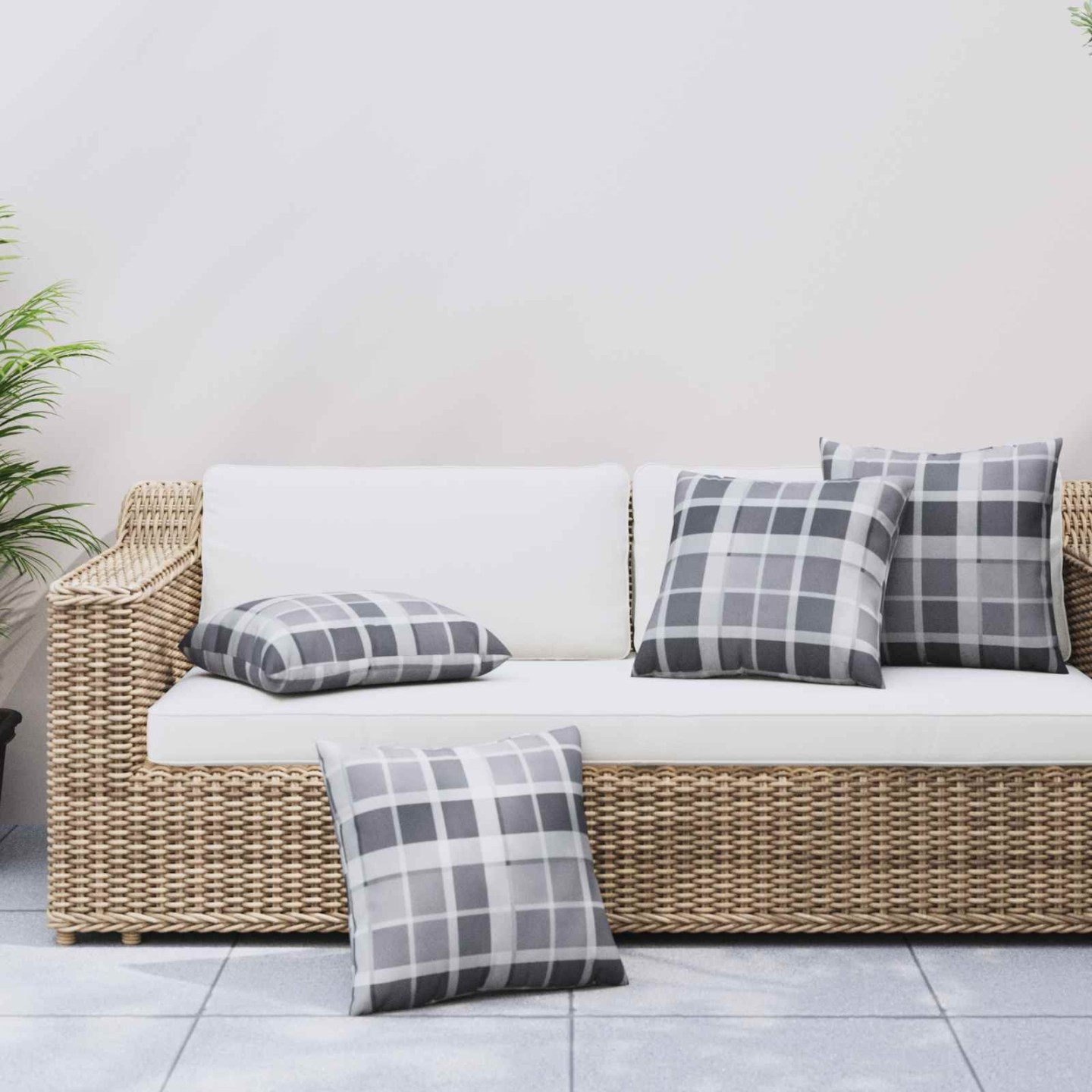 Coussin d'extérieur 4 pc Tissu Carreaux Grisel 60 x 60 cm