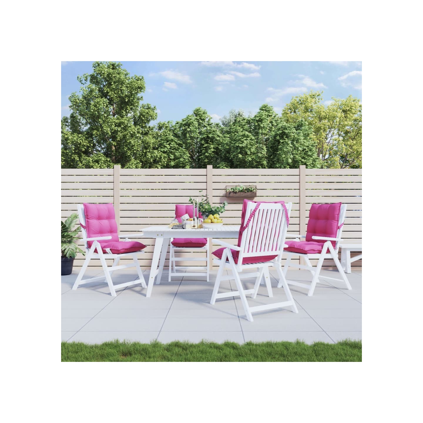 Coussins de chaise à dossier bas lot de 4 rose tissu oxford