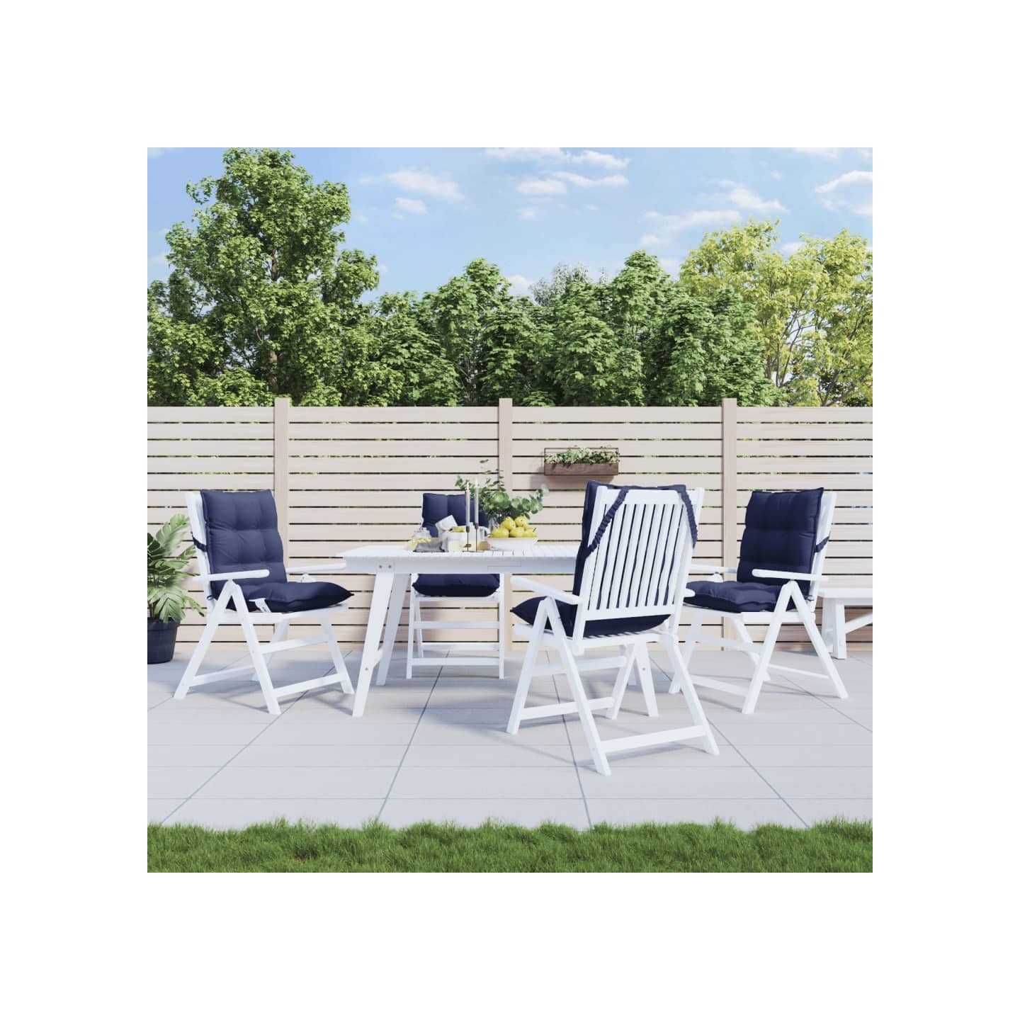 Coussins de chaise à dossier bas lot de 4 bleu marine