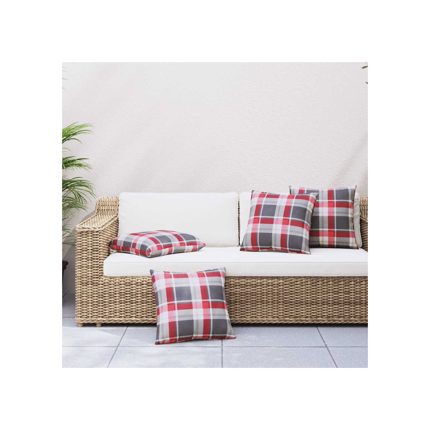 Coussins de canapé 4 pcs motif à carreaux rouges 40 x 40 cm en tissu