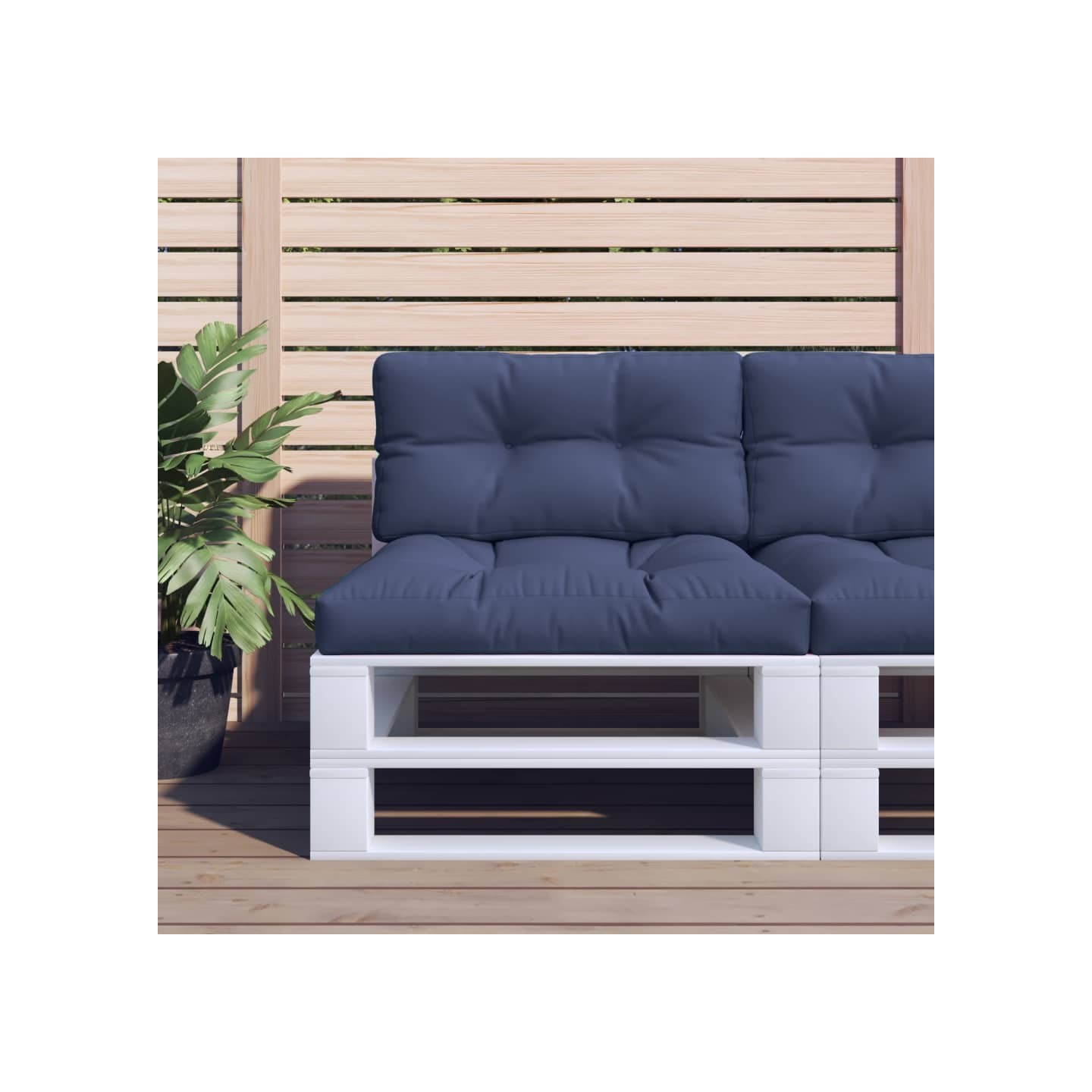 Coussins de palette lot de 2 bleu marine tissu