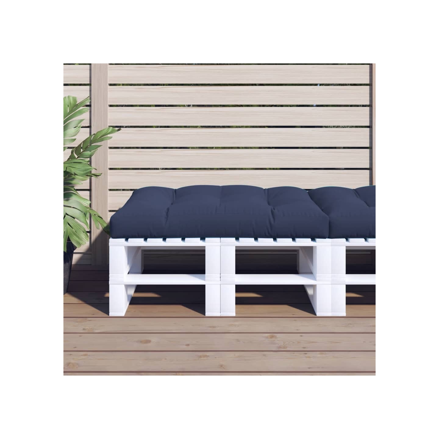 Coussin de palette bleu marine 120x80x12 cm tissu