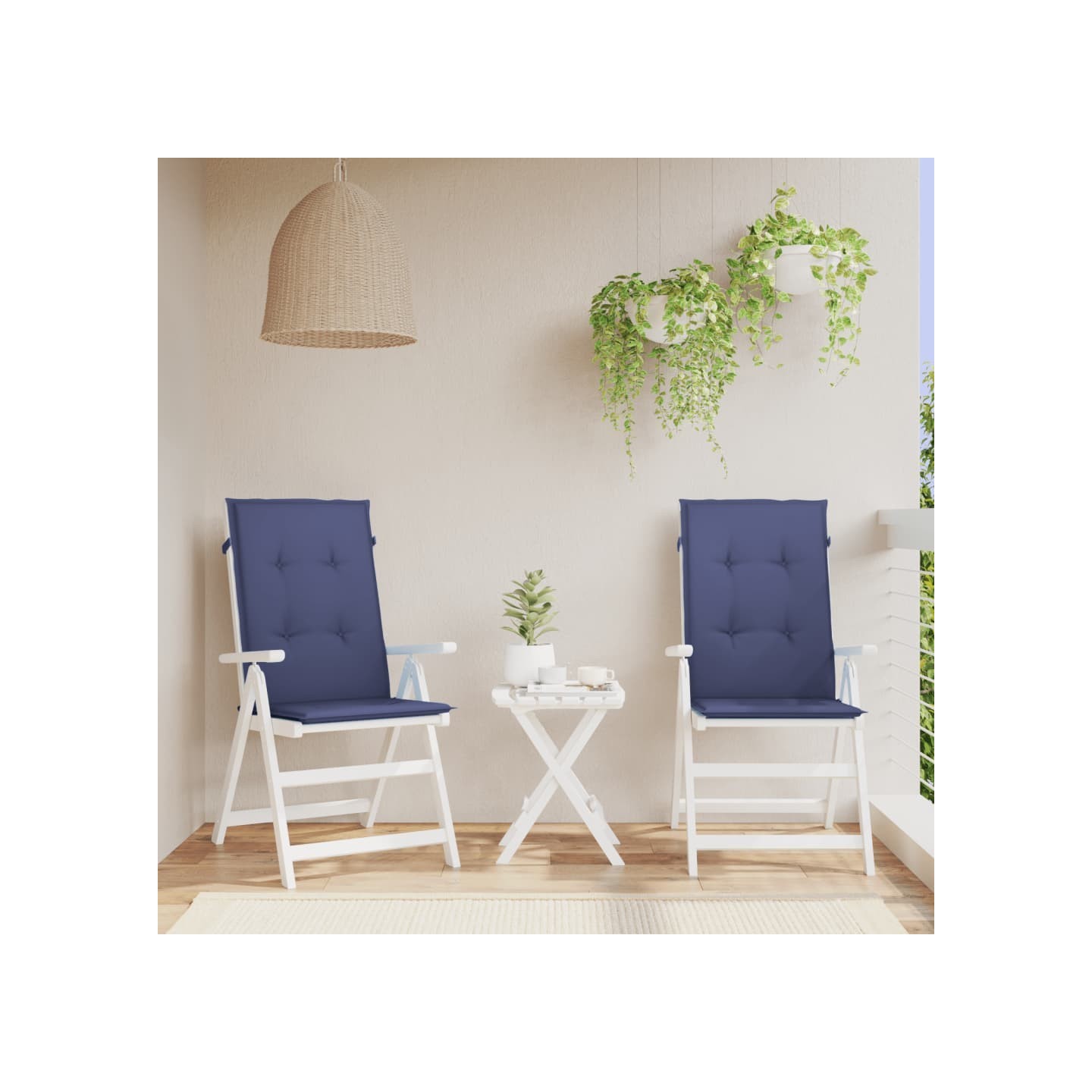 Coussins de chaise à dossier haut lot de 2 bleu marine tissu