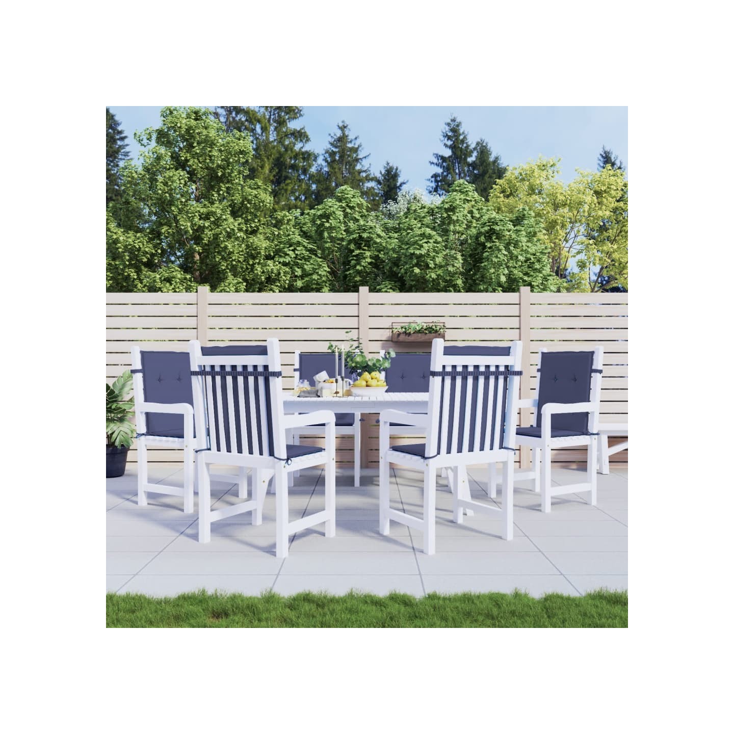 Coussins de chaise à dossier bas lot de 6 bleu marine tissu