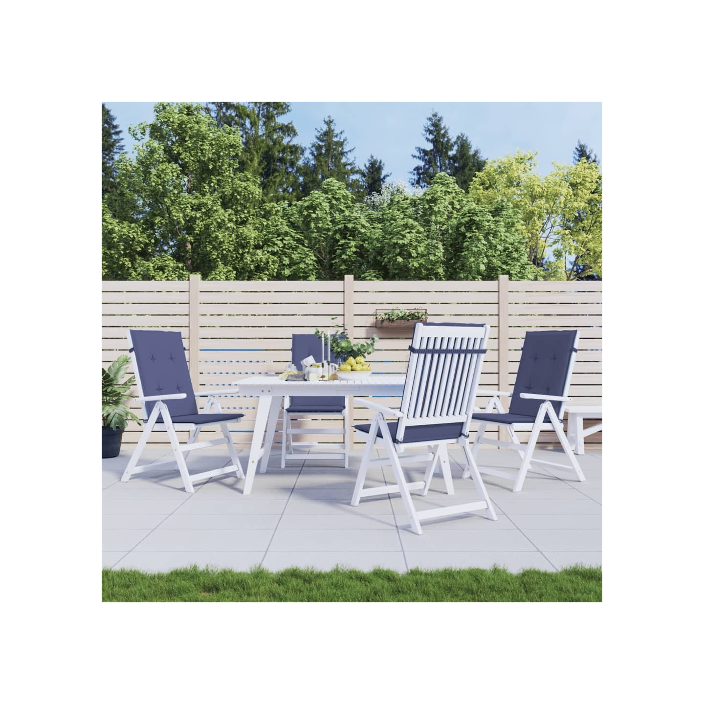 Coussins de chaise à dossier haut lot de 4 bleu marine tissu