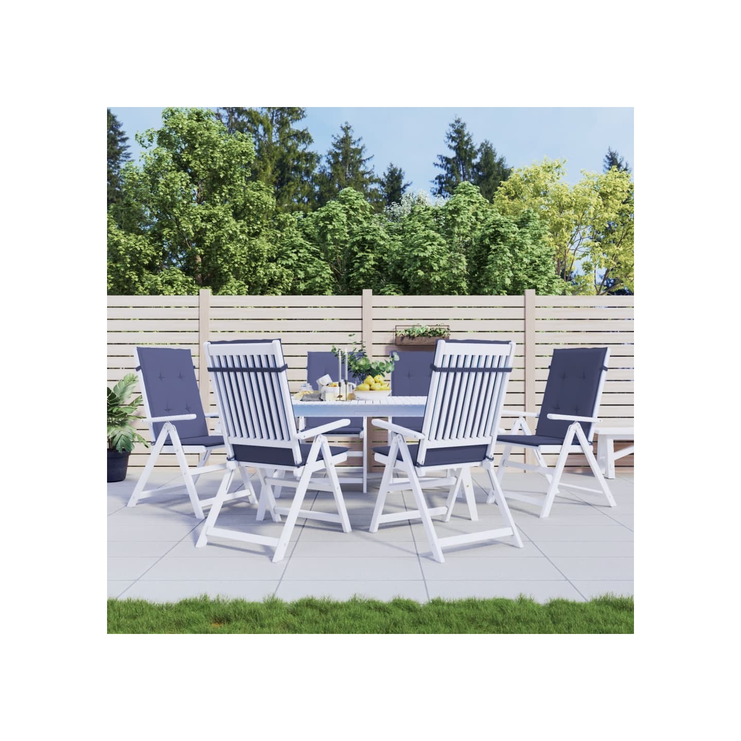 Coussins de chaise à dossier haut lot de 6 bleu marine tissu