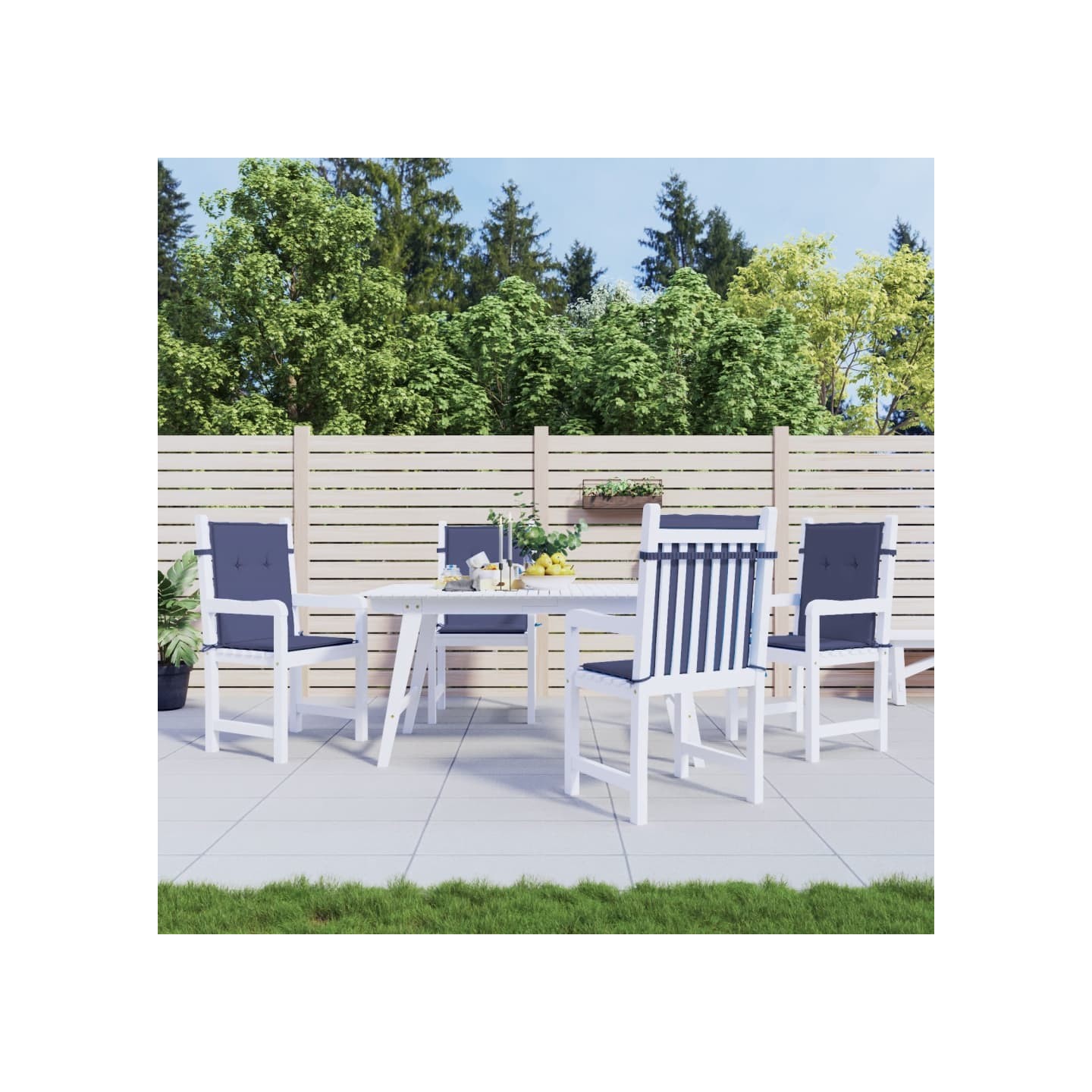 Coussins de chaise à dossier bas lot de 4 bleu marine tissu