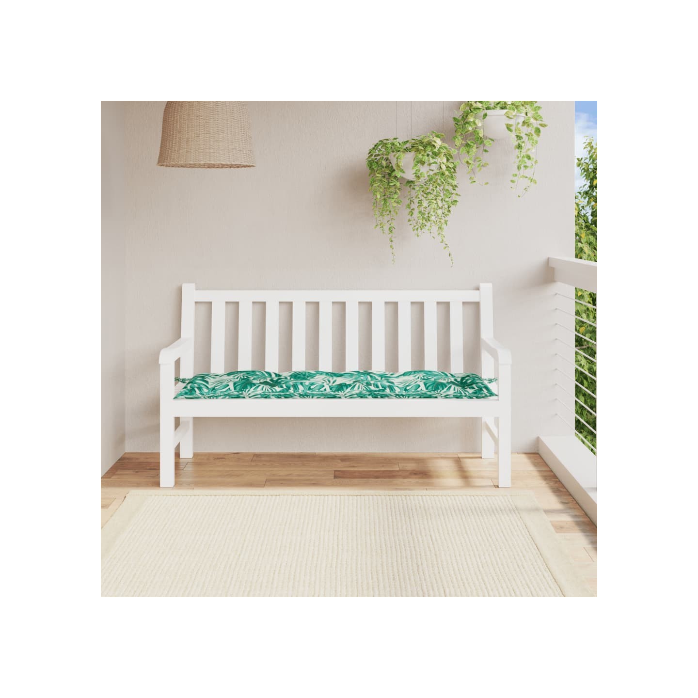 Coussin de banc de jardin motif de feuilles 150x50x7 cm