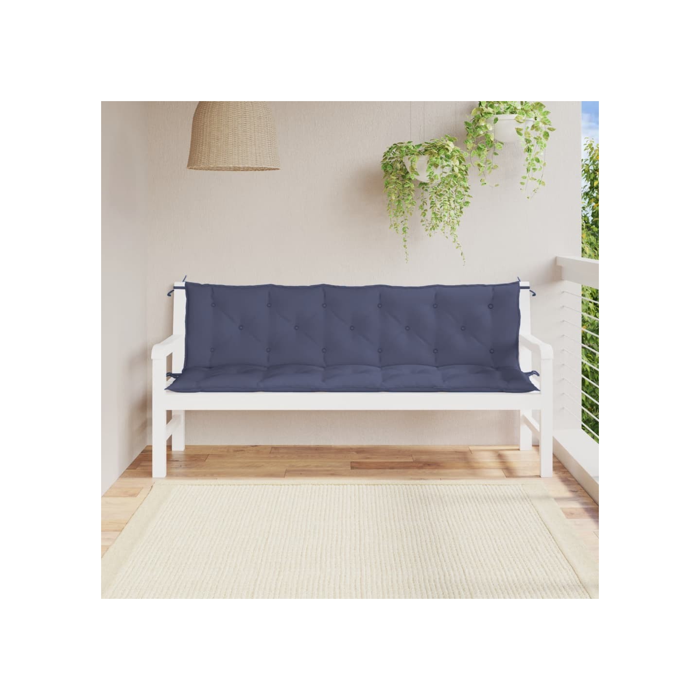 Coussins de banc de jardin lot de 2 bleu marine 180x50x7 cm