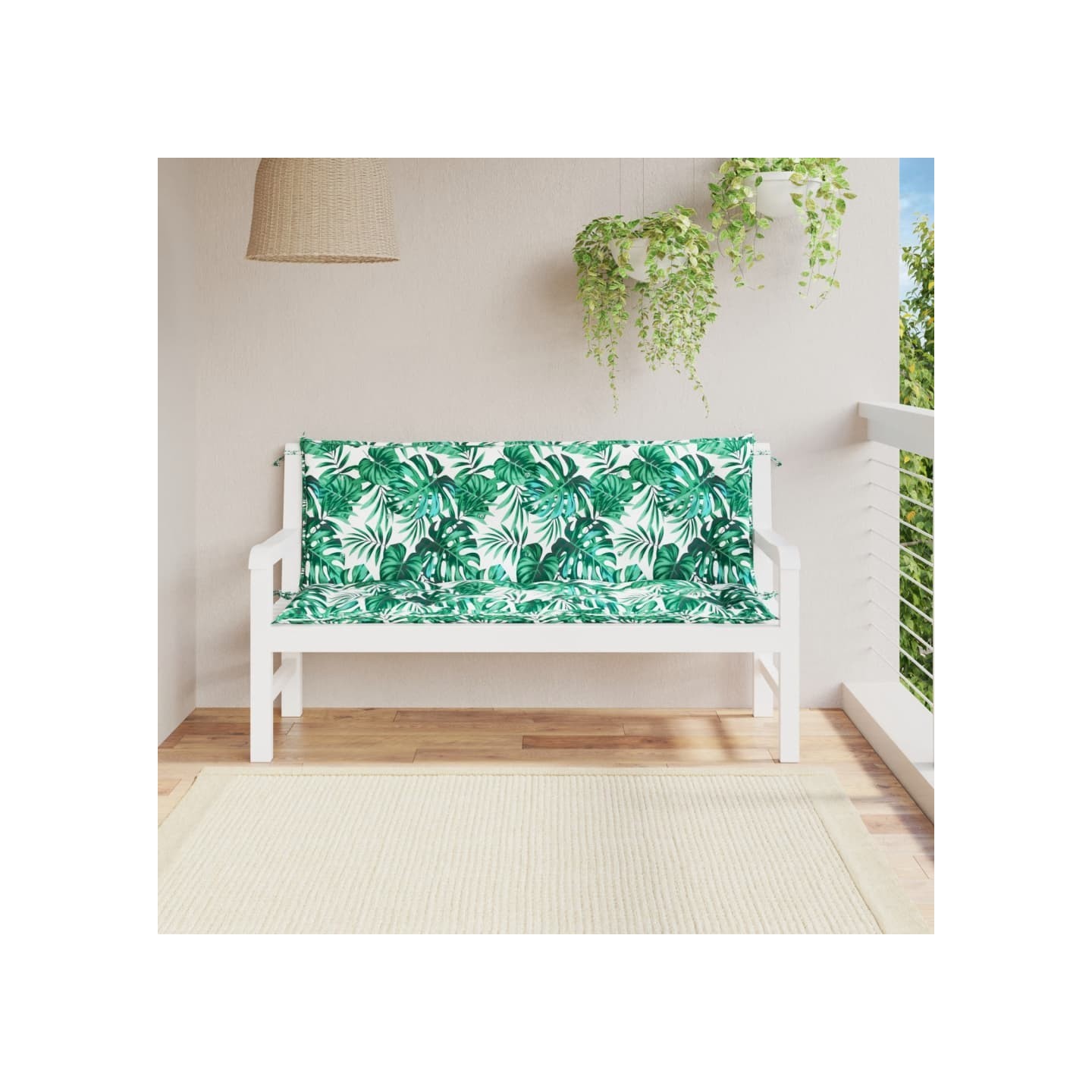 Coussins de banc de jardin lot de 2 motif de feuilles