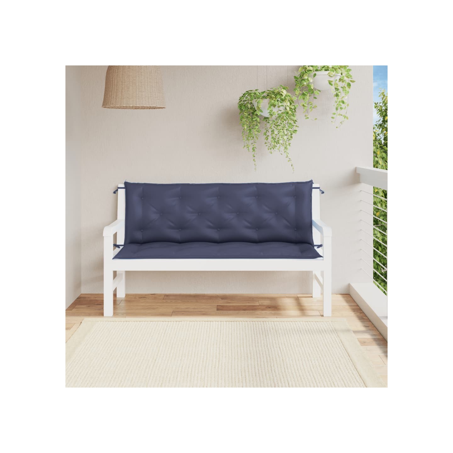 Coussins de banc de jardin lot de 2 bleu marine 150x50x7 cm