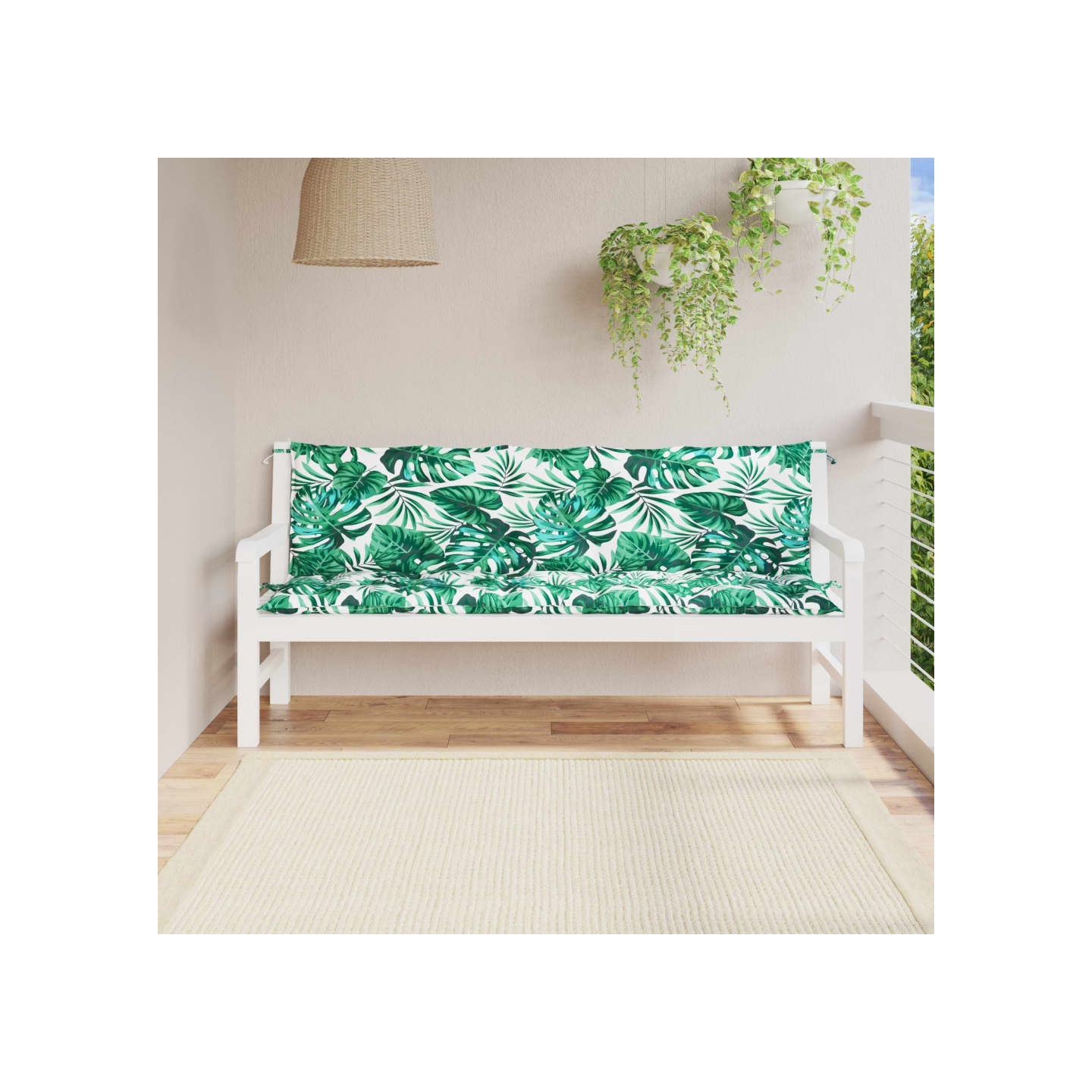 Coussins de banc de jardin lot de 2 motif de feuilles