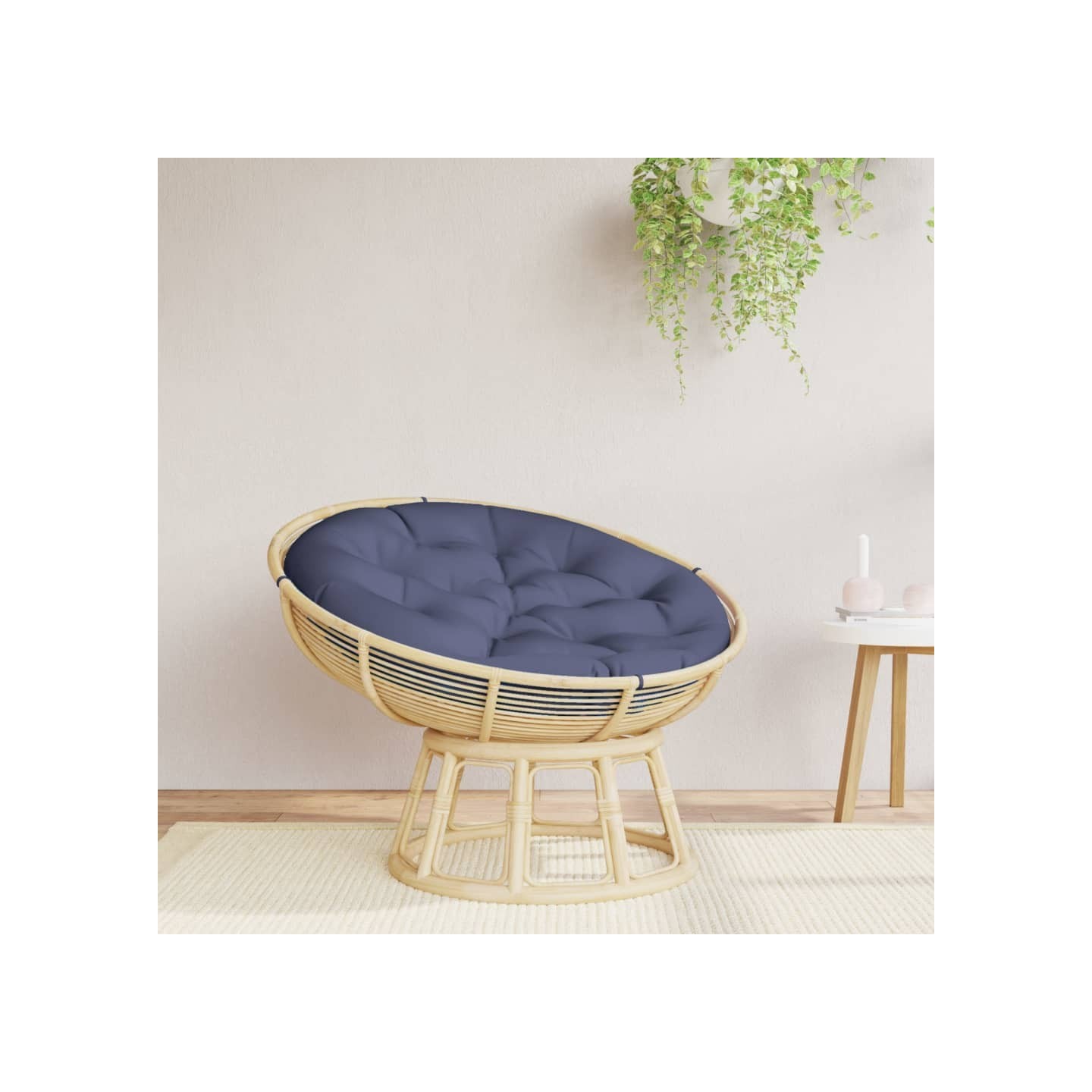 Coussin rond bleu marine Ø 100x11 cm tissu oxford