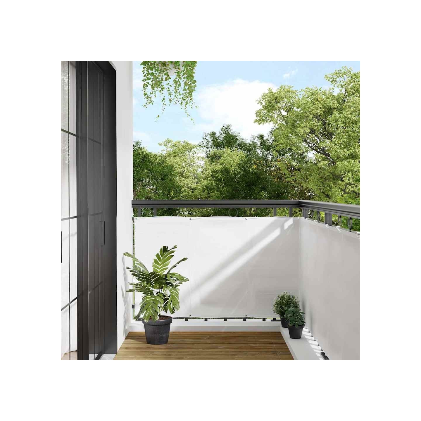 Écran de balcon blanc 90x800 cm 100% polyester oxford