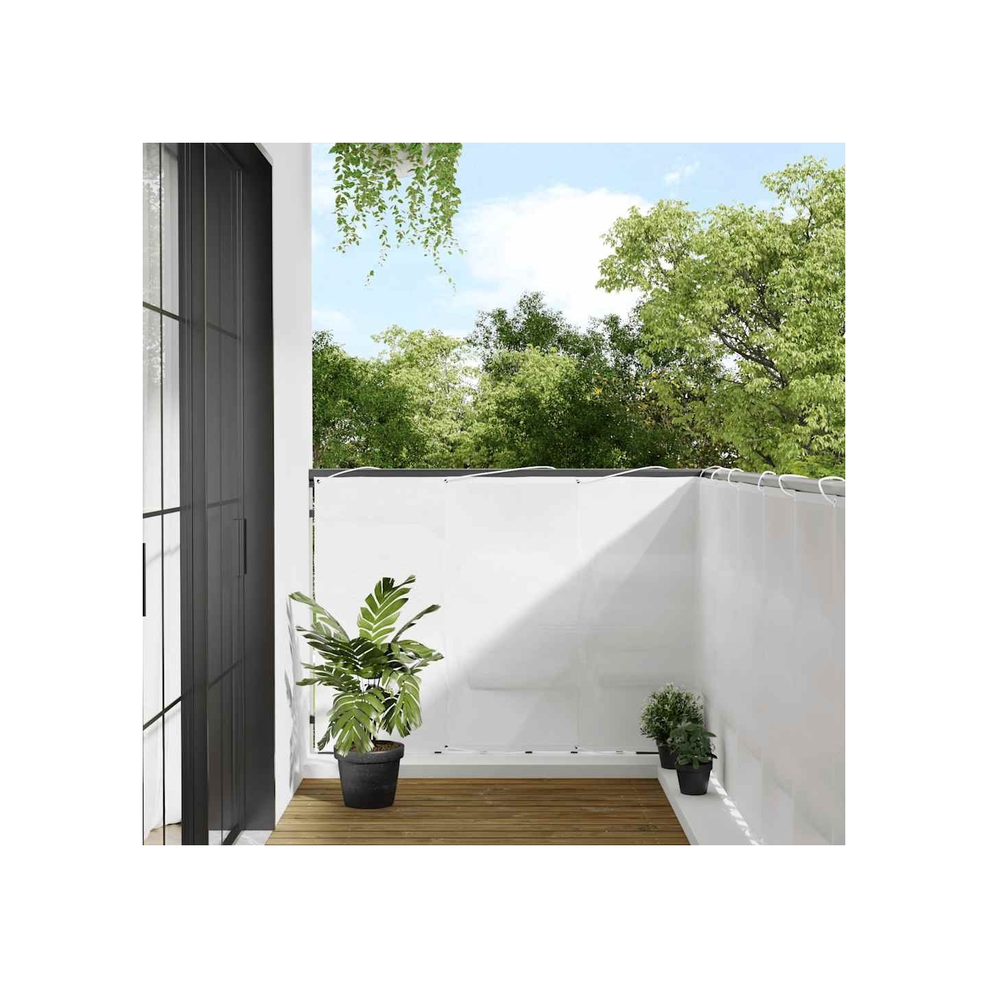 Écran de balcon blanc 120x700 cm 100% polyester oxford