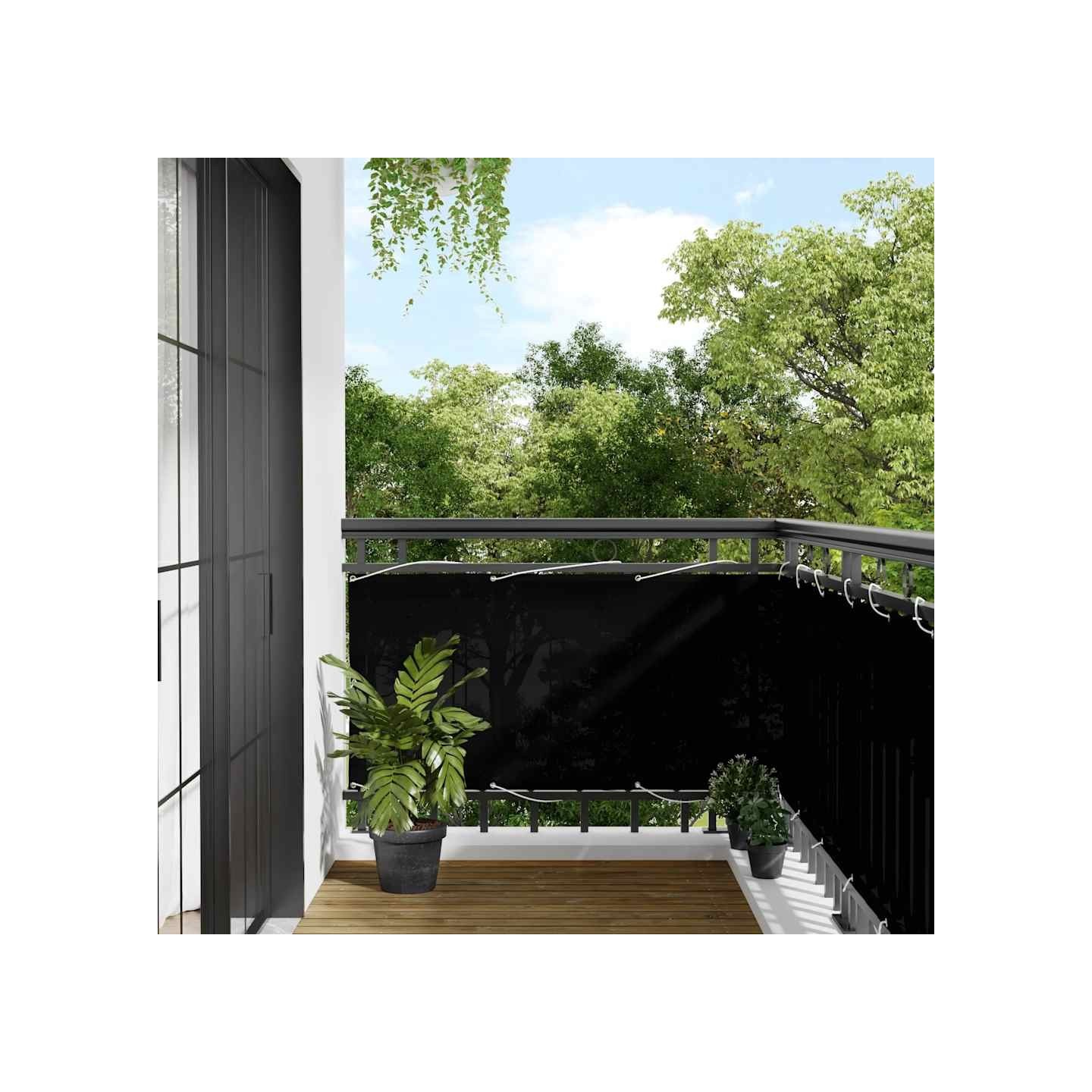 Écran de balcon noir 75x700 cm 100% polyester oxford