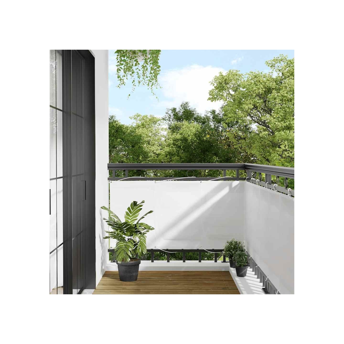 Écran de balcon blanc 75x700 cm 100% polyester oxford