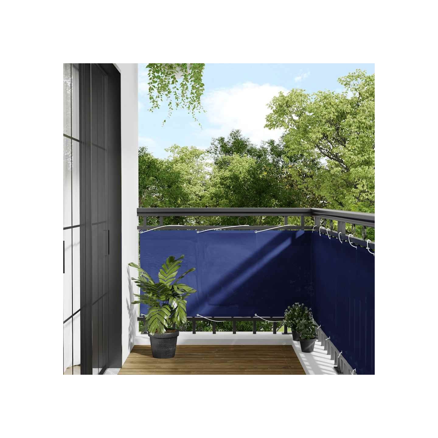 Écran de balcon bleu 75x700 cm 100% polyester oxford