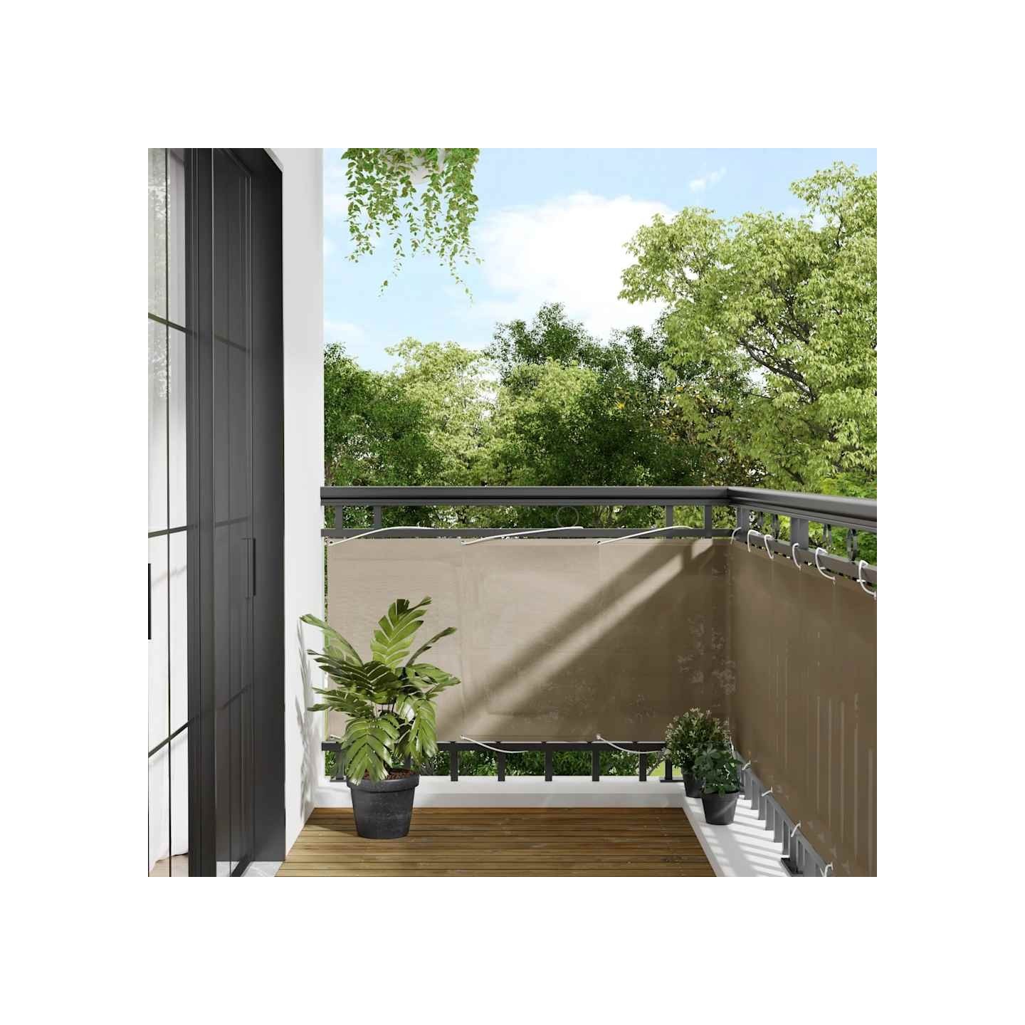 Écran de balcon taupe 75x800 cm 100% polyester oxford