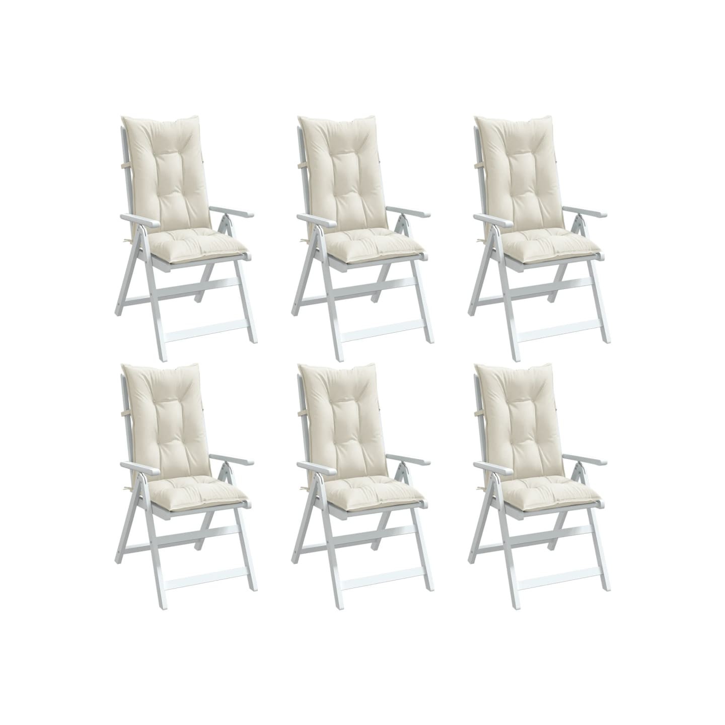 Coussins de chaise à dossier haut lot de 6 crème mélangé tissu