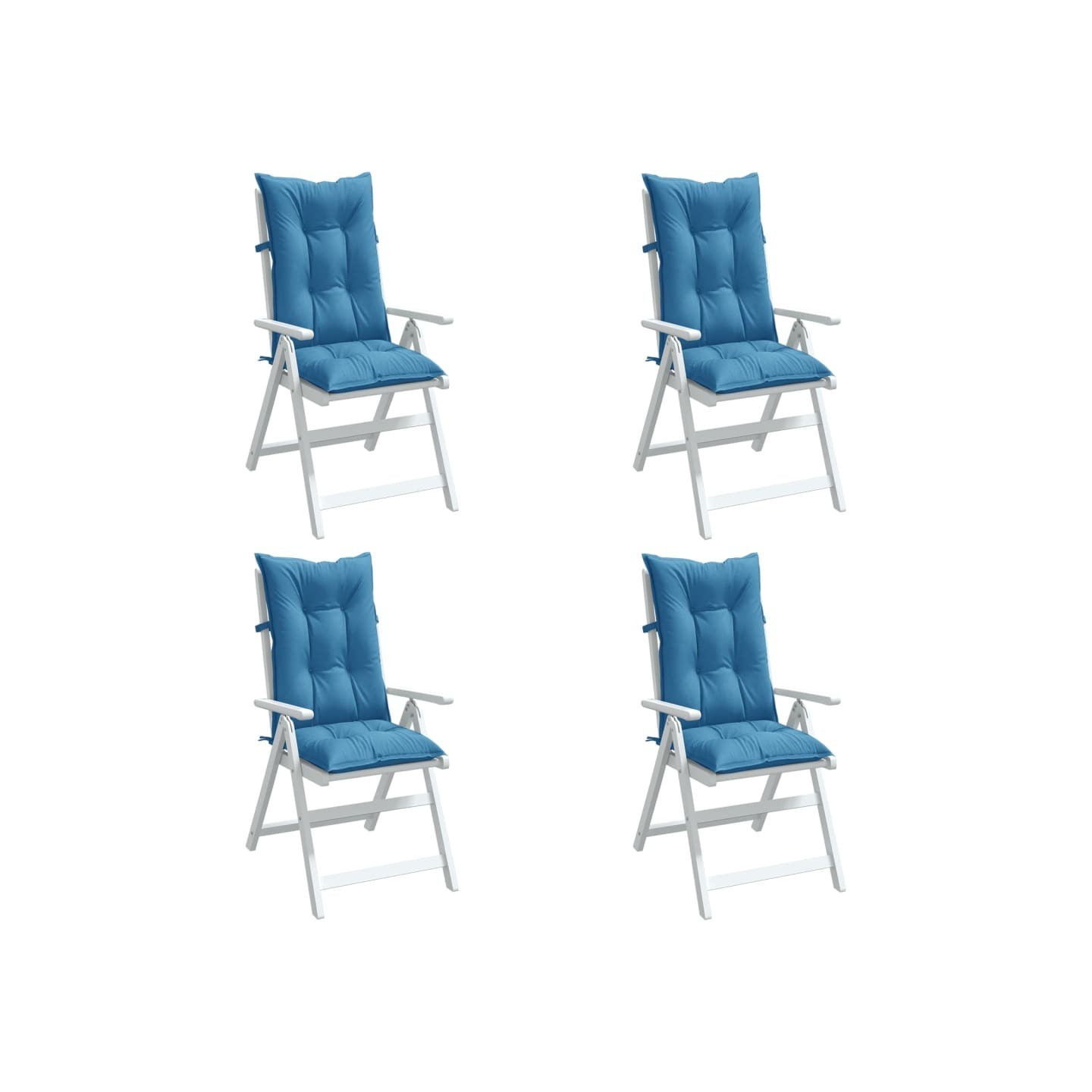 Coussins de chaise à dossier haut lot de 4 bleu mélangé tissu
