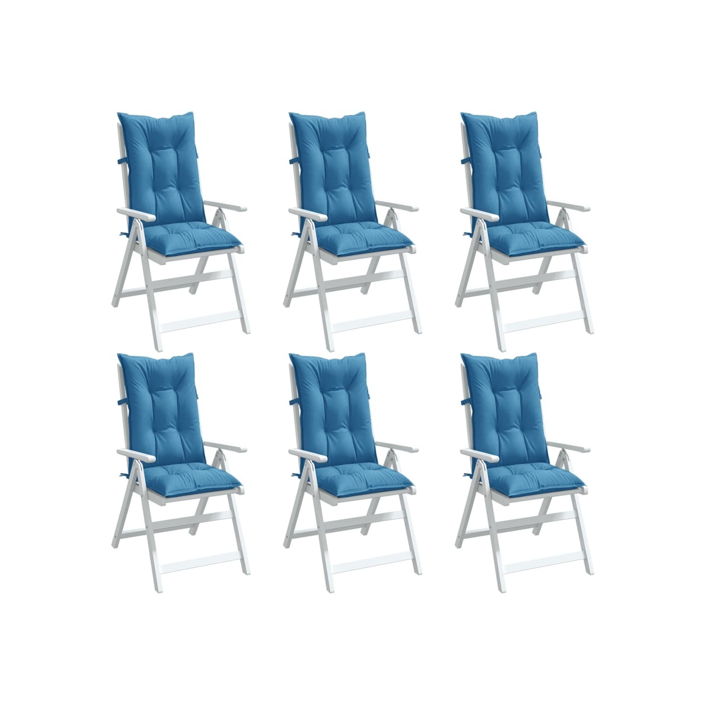 Coussins de chaise à dossier haut lot de 6 bleu mélangé tissu
