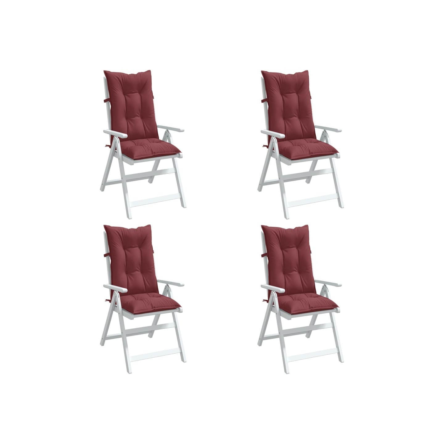 Coussins de chaise dossier haut lot de 4 rouge bordeaux mélangé